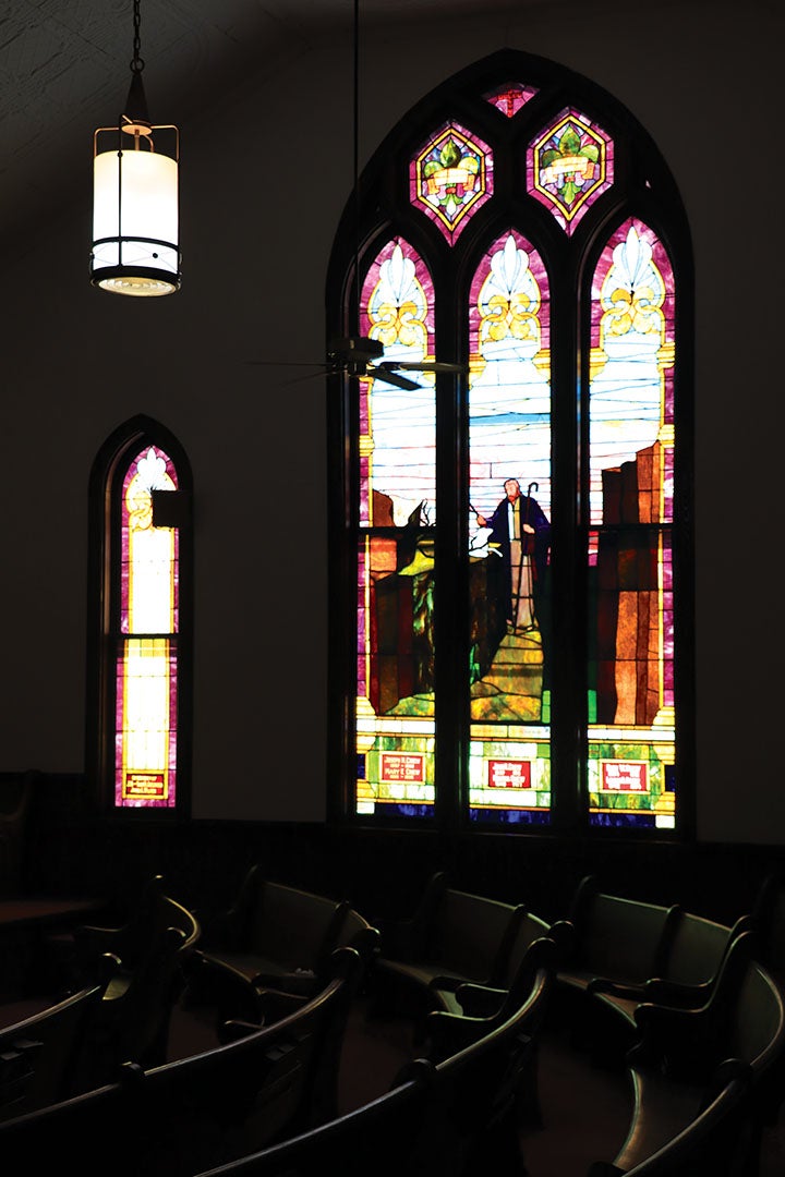 Stained glass in church